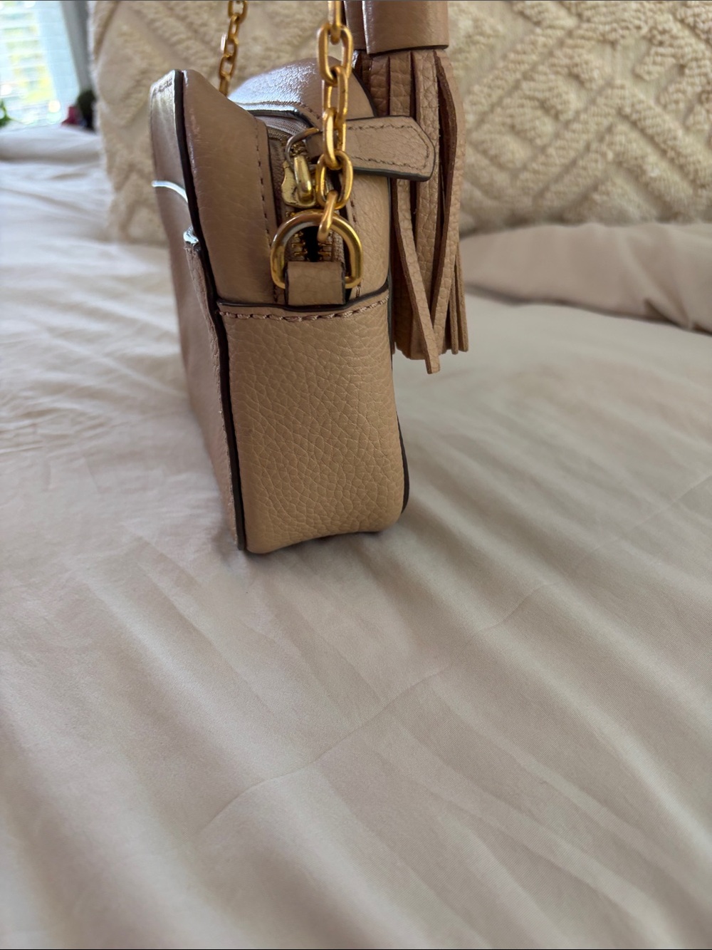 Tory Burch Pebbled Leather Crossbody in Tan - Picture 3 of 10